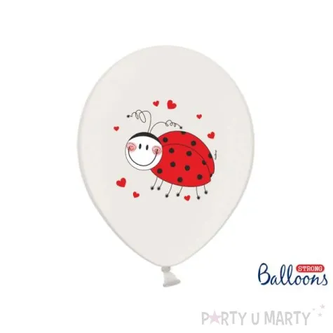 balony 14 biedronki pastel white 6 szt