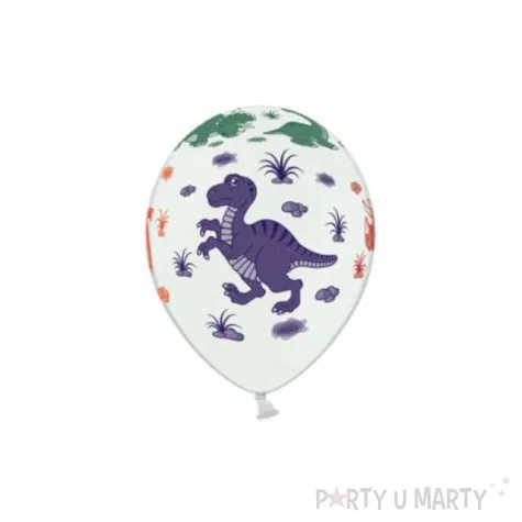 balony 14 dinozaury belbal pastel white 6 szt