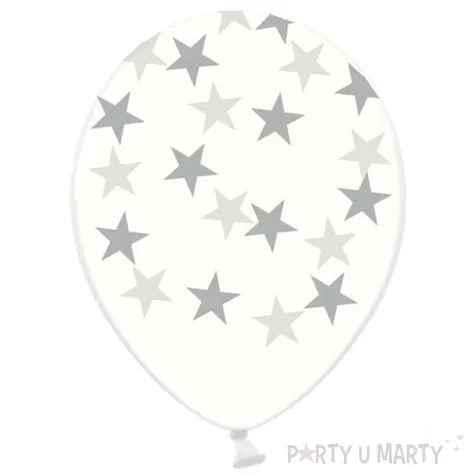 balony 14 gwiazdki srebrne strong crystal clear 50 szt