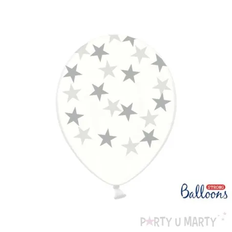 balony 14 gwiazdki srebrne strong crystal clear 6 szt