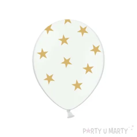 balony 14 gwiazdki zlote belbal pastel pure white 50 szt