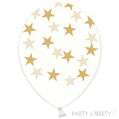 balony 14 gwiazdki zlote strong crystal clear 50 szt
