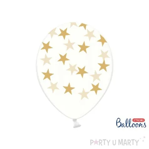 balony 14 gwiazdki zlote strong crystal clear 6 szt