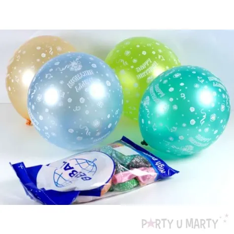 balony 14 happy birthday belbal metallic mix 50 szt