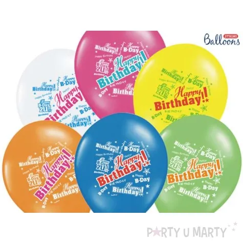balony 14 happy birthday strong pastel mix 50 szt