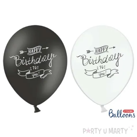 balony 14 happy birthday to you strong black white mix 50 szt