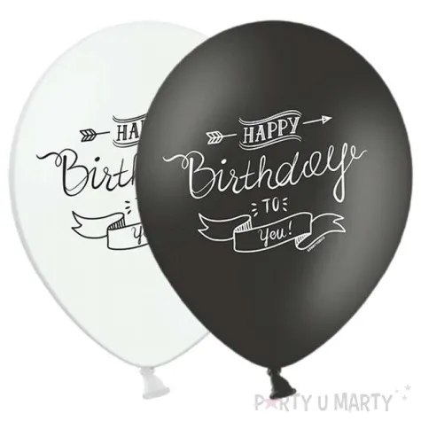 balony 14 happy birthday to you strong black white mix 50 szt