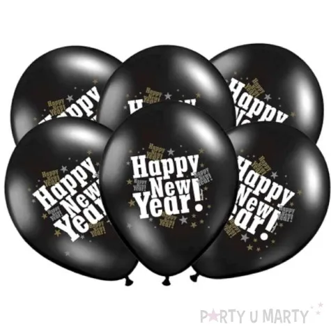 balony 14 happy new year belbal metalik black 6 szt