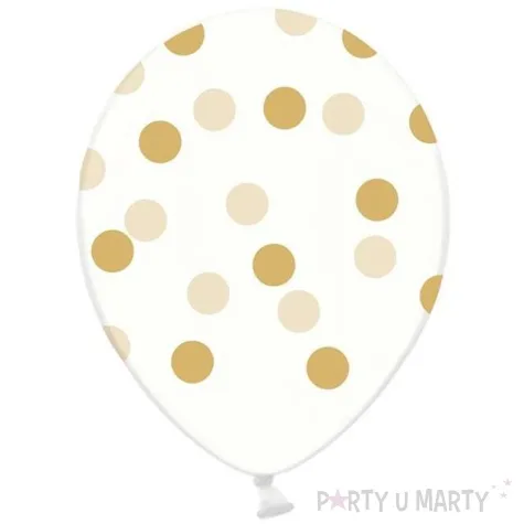balony 14 kropki crystal clear gold strong 6 szt
