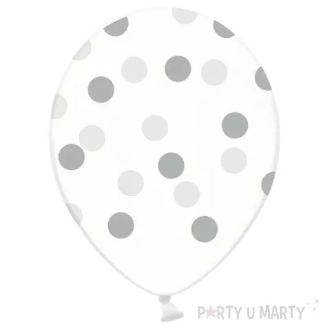 balony 14 kropki crystal clear silver strong 50 szt