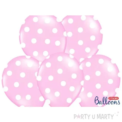 balony 14 kropki pastel baby pink strong 50 szt