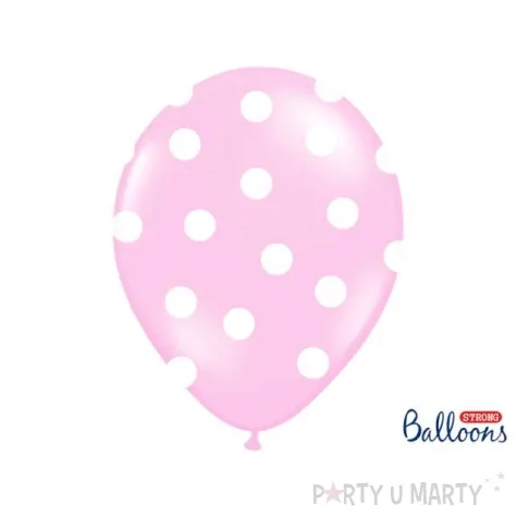 balony 14 kropki pastel baby pink strong 50 szt