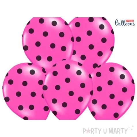 balony 14 kropki pastel hot pink strong 6 szt