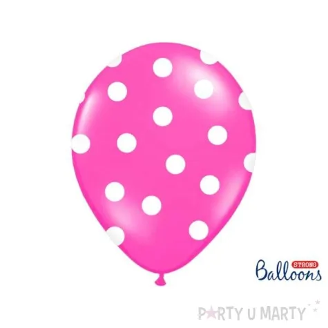 balony 14 kropki pastel hot pink strong 6 szt