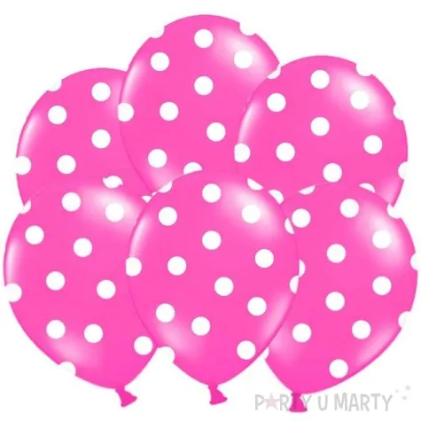balony 14 kropki pastel hot pink strong 6 szt