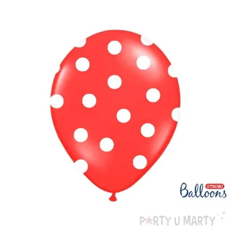 balony 14 kropki pastel poppy red strong 6 szt