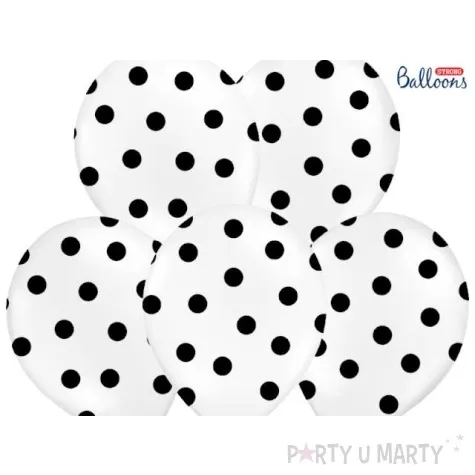 balony 14 kropki pastel pure white strong 50 szt