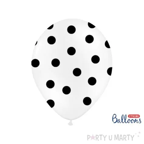 balony 14 kropki pastel pure white strong 6 szt