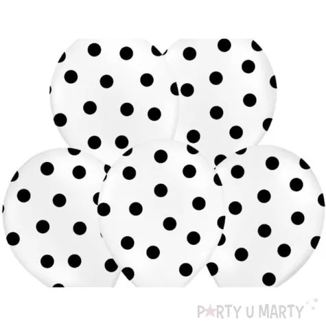 balony 14 kropki pastel pure white strong 6 szt