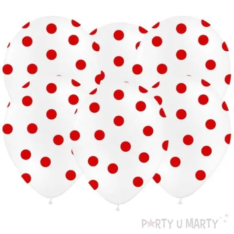 balony 14 kropki pastel pure white strong 6 szt