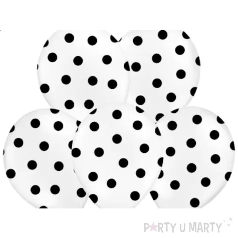 balony 14 kropki pastel white belbal 6 szt