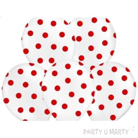 balony 14 kropki pastel white belbal 6 szt
