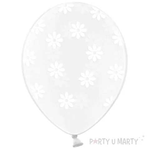 balony 14 kwiatki strong transparent biale 50 szt