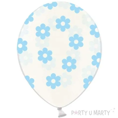 balony 14 kwiatki strong transparent blekitne 50 szt