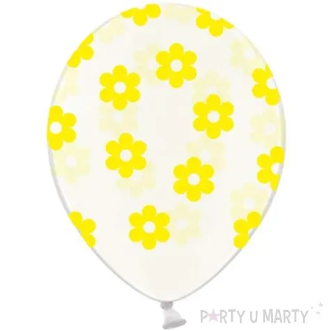 balony 14 kwiatki strong transparent zolte 6 szt