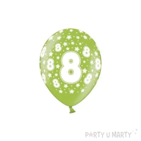 balony 14 liczba 8 belbal metallic zielone 50 szt