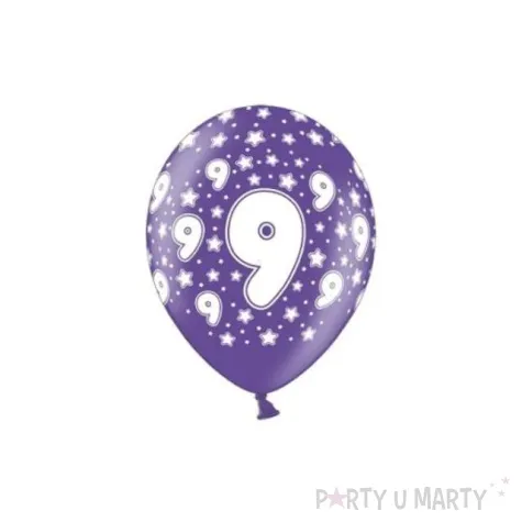 balony 14 liczba 9 belbal metalik fioletowe 50 szt
