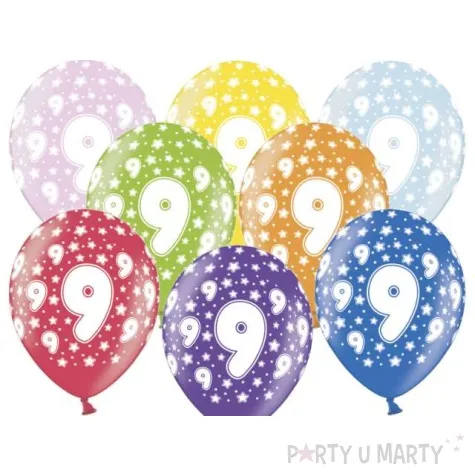 balony 14 liczba 9 belbal metallic mix 6 szt