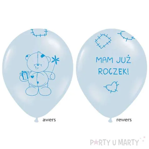 balony 14 mam juz roczek belbal baby blue 6 szt
