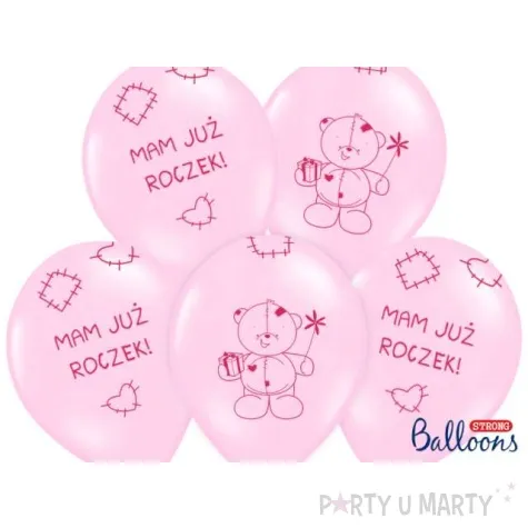 balony 14 mam juz roczek strong baby pink 6 szt