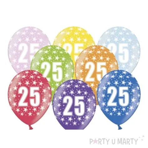 balony 14 metalik mix 25th birthday 6 szt