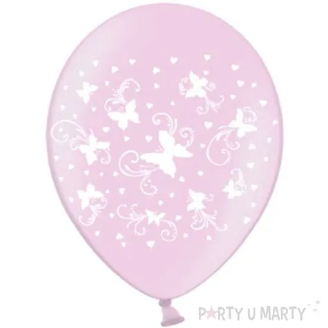 balony 14 motylki strong metalik pink 6 szt