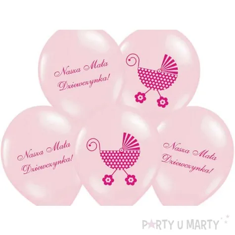balony 14 nasza mala dziewczynka belbal baby pink 6 szt