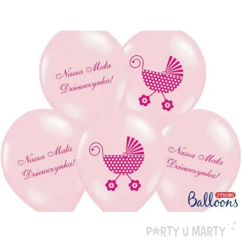 balony 14 nasza mala dziewczynka strong baby pink 6 szt