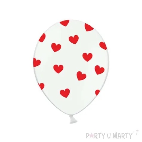 balony 14 serca belbal pastel white red 50 szt
