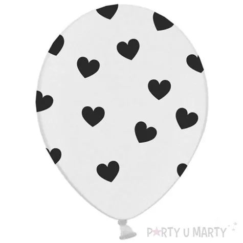 balony 14 serca strong pastel white black 50 szt