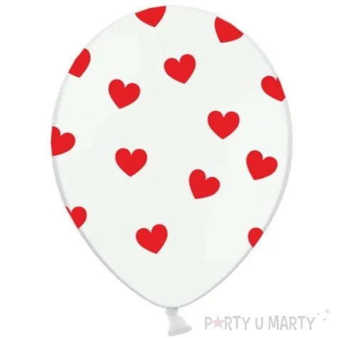 balony 14 serca strong pastel white red 50 szt