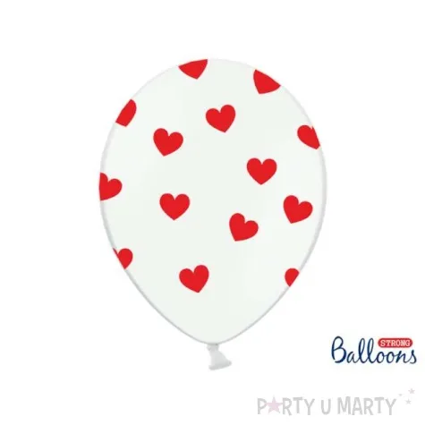 balony 14 serca strong pastel white red 6 szt