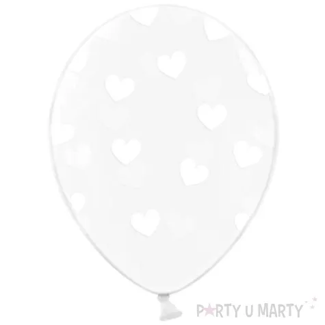 balony 14 serduszka strong transparent biale 50 szt