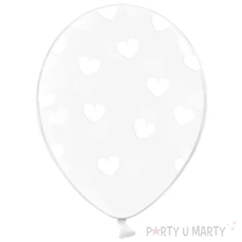 balony 14 serduszka strong transparent biale 6 szt