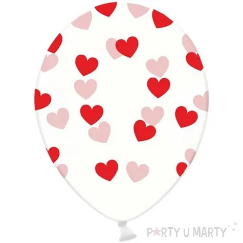 balony 14 serduszka strong transparent czerwone 6 szt