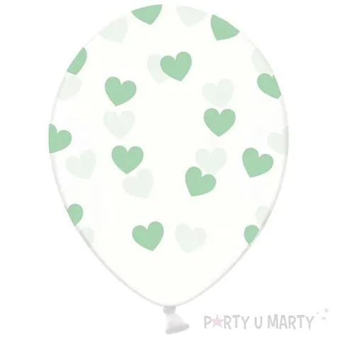 balony 14 serduszka strong transparent mietowe 6 szt