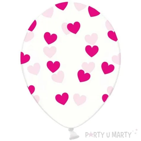 balony 14 serduszka strong transparent rozowe 6 szt