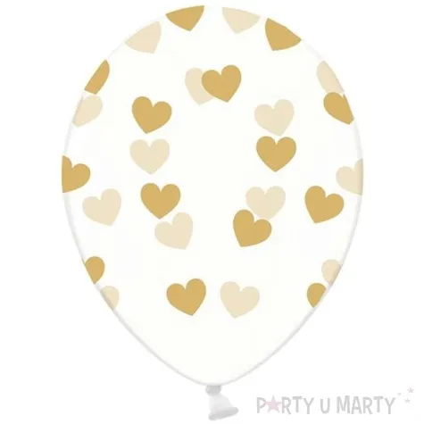 balony 14 serduszka strong transparent zlote 50 szt