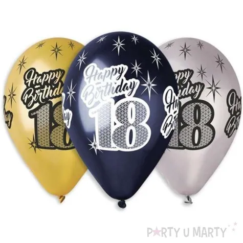 balony 18 happy birthday metalik mix gemar 12 6 szt