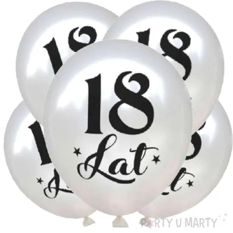 balony 18 urodziny bialy metalik dekoracjepolska 12 5 szt